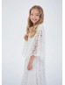 Wide Sleeves White Lace Bohemian Flower Girl Dress